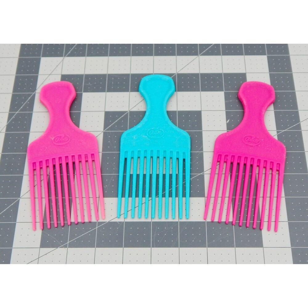 Goody Hair Pick Combs Vintage 80's 6.5 In Pink Turquoise Croc Texture Lot 3